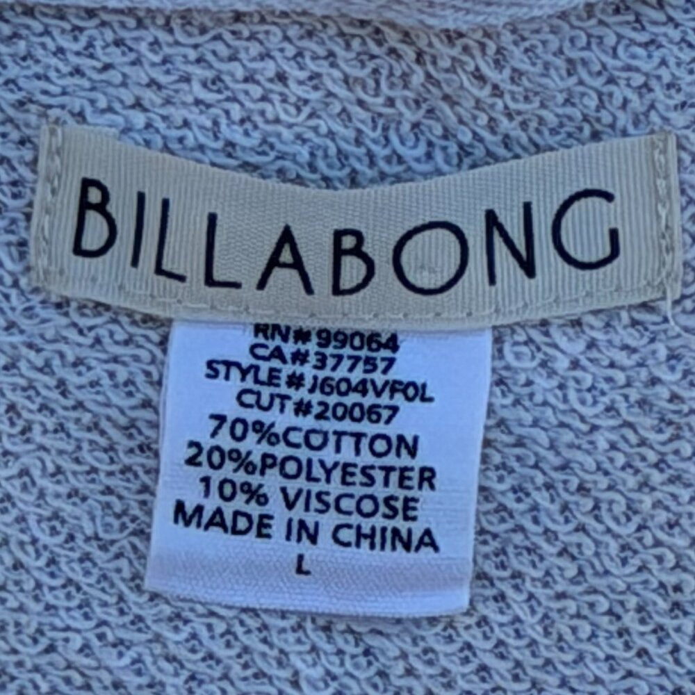 BILLABONG Cream Cotton Hoodie CALIFORNIA LOVE L - Picture 5 of 7